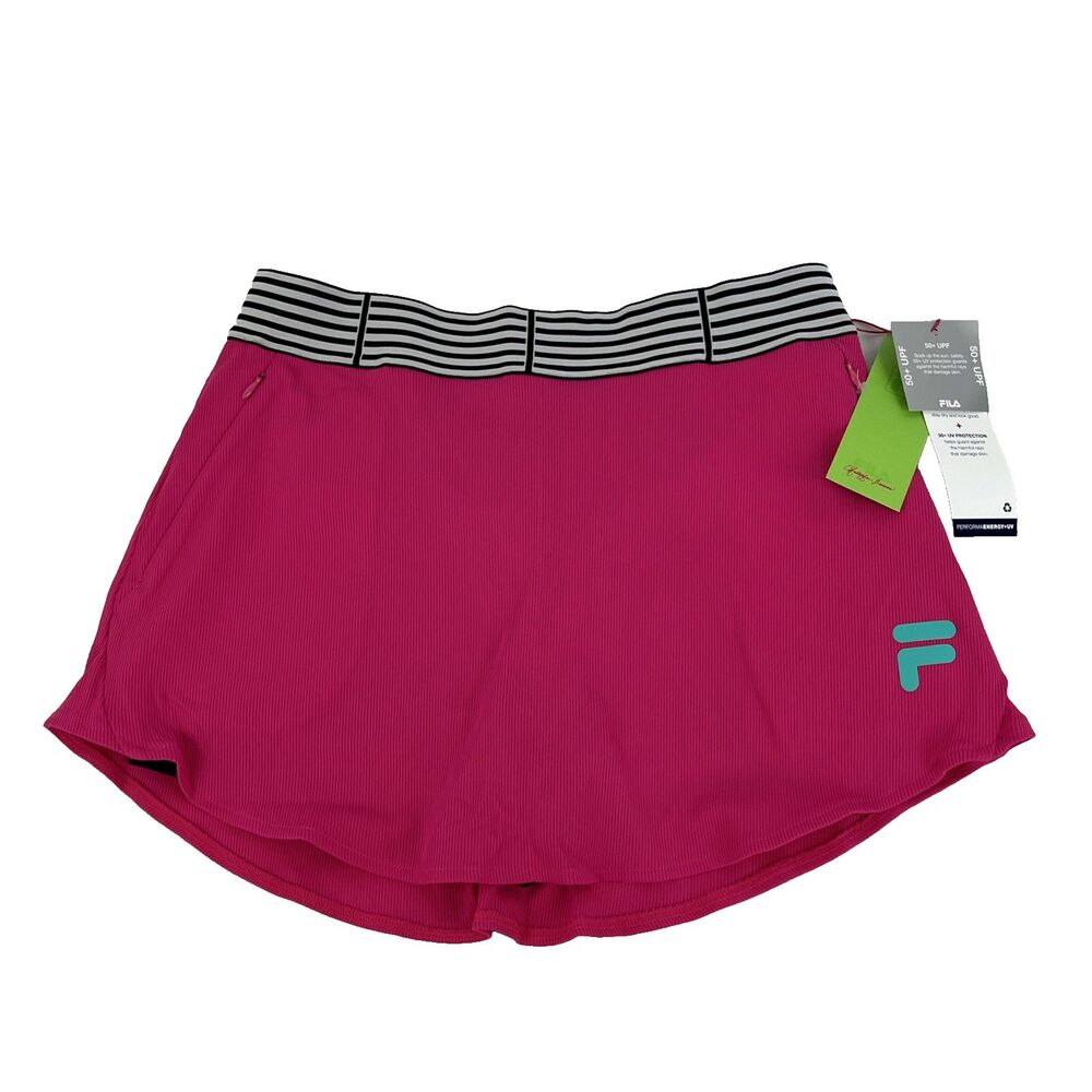 New Fila Women's 14.5" Skort Christopher Bevans High Waist Golf Tennis Pink Sz L